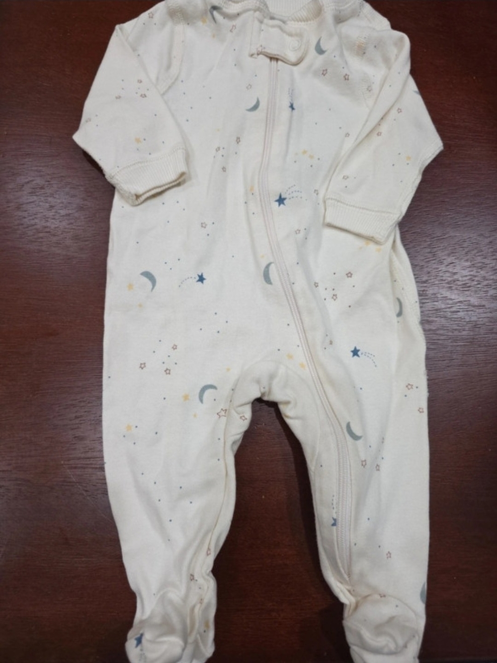 Garanimals Cream Footed One-Piece with Moon & Star Print